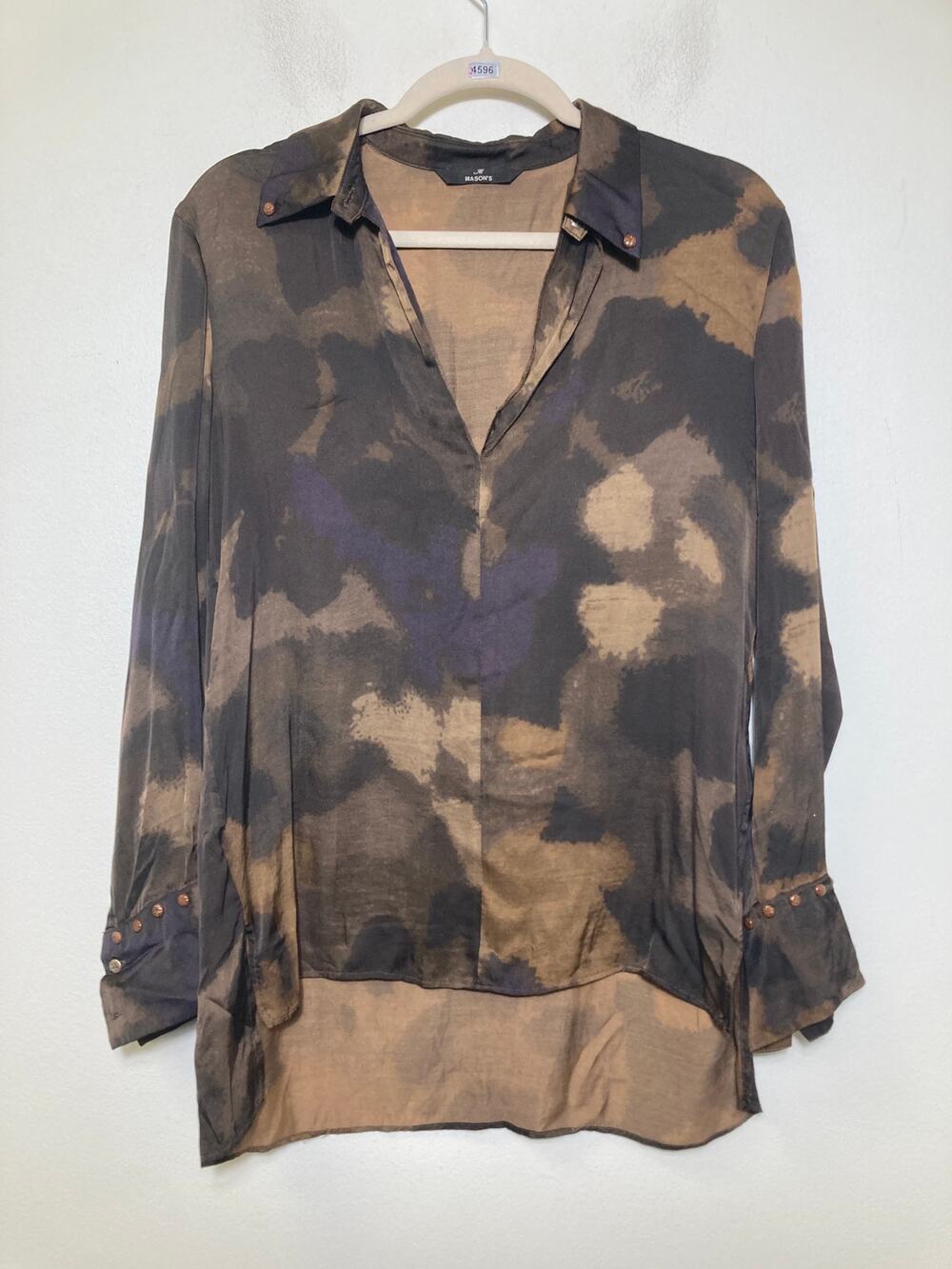 Mason's Brown water Color Long Sleeve V-Neck Tunic Sz 40